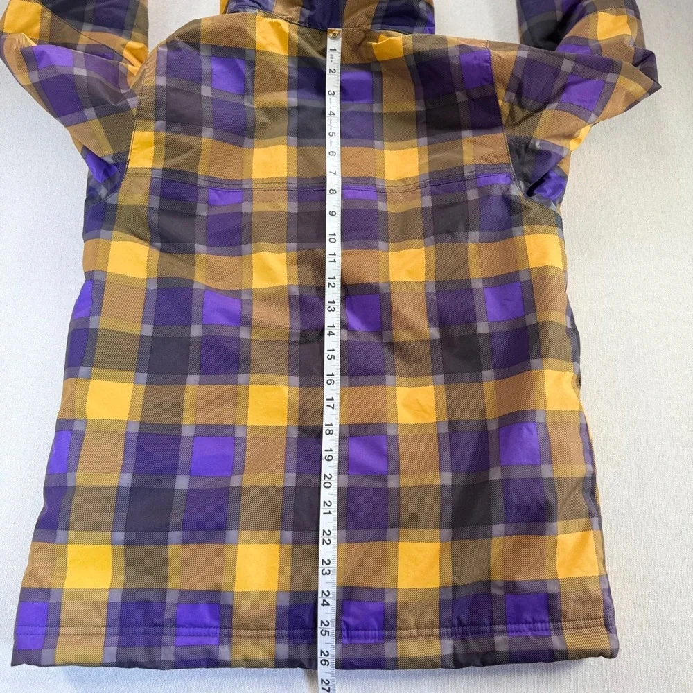 Burton Dryride Girls Large 14/16 Snowboard Chittagong Jacket Purple Yellow Plaid